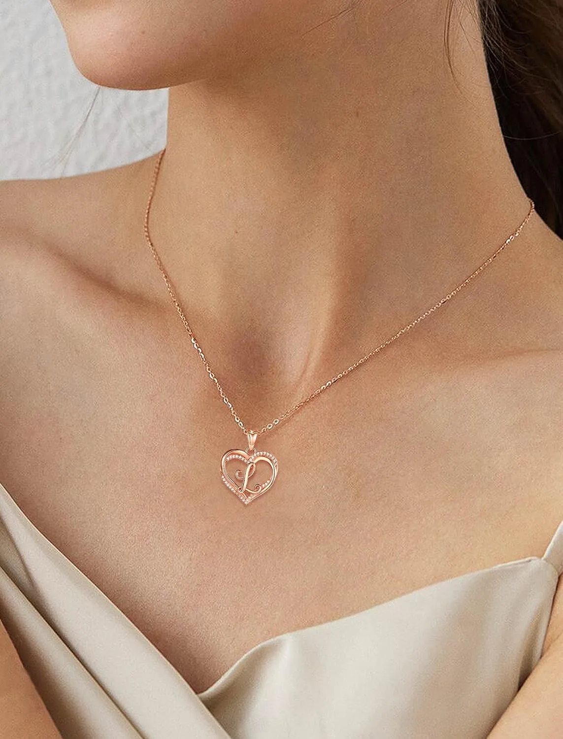 INFUSEU Unique Initial Necklaces for Women Girls Small Heart Letter Jewelry, Meaningful Personalized Gifts
