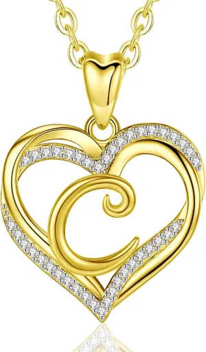 INFUSEU Unique Initial Necklaces for Women Girls Small Heart Letter Jewelry, Meaningful Personalized Gifts