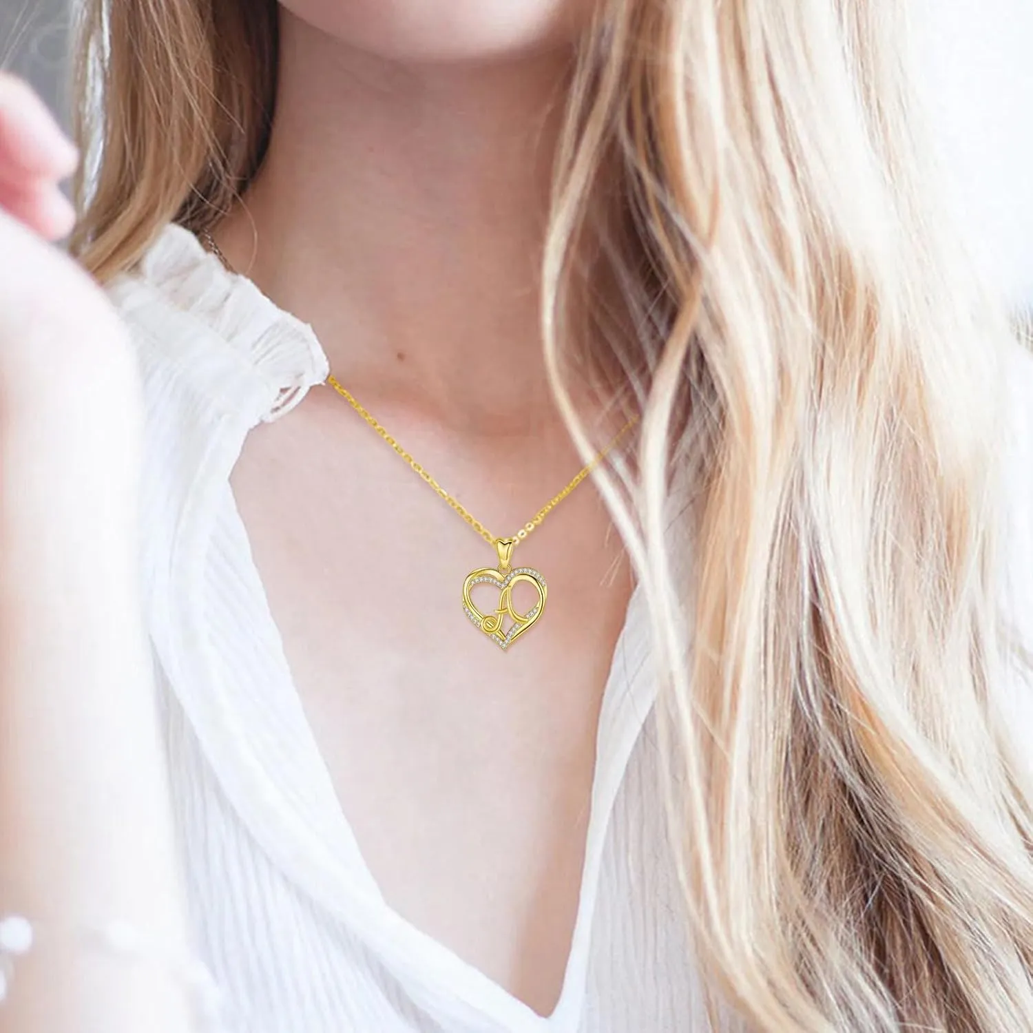 INFUSEU Unique Initial Necklaces for Women Girls Small Heart Letter Jewelry, Meaningful Personalized Gifts
