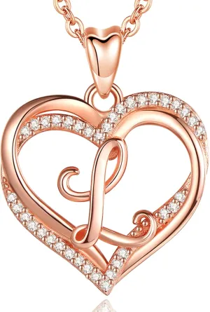 INFUSEU Unique Initial Necklaces for Women Girls Small Heart Letter Jewelry, Meaningful Personalized Gifts