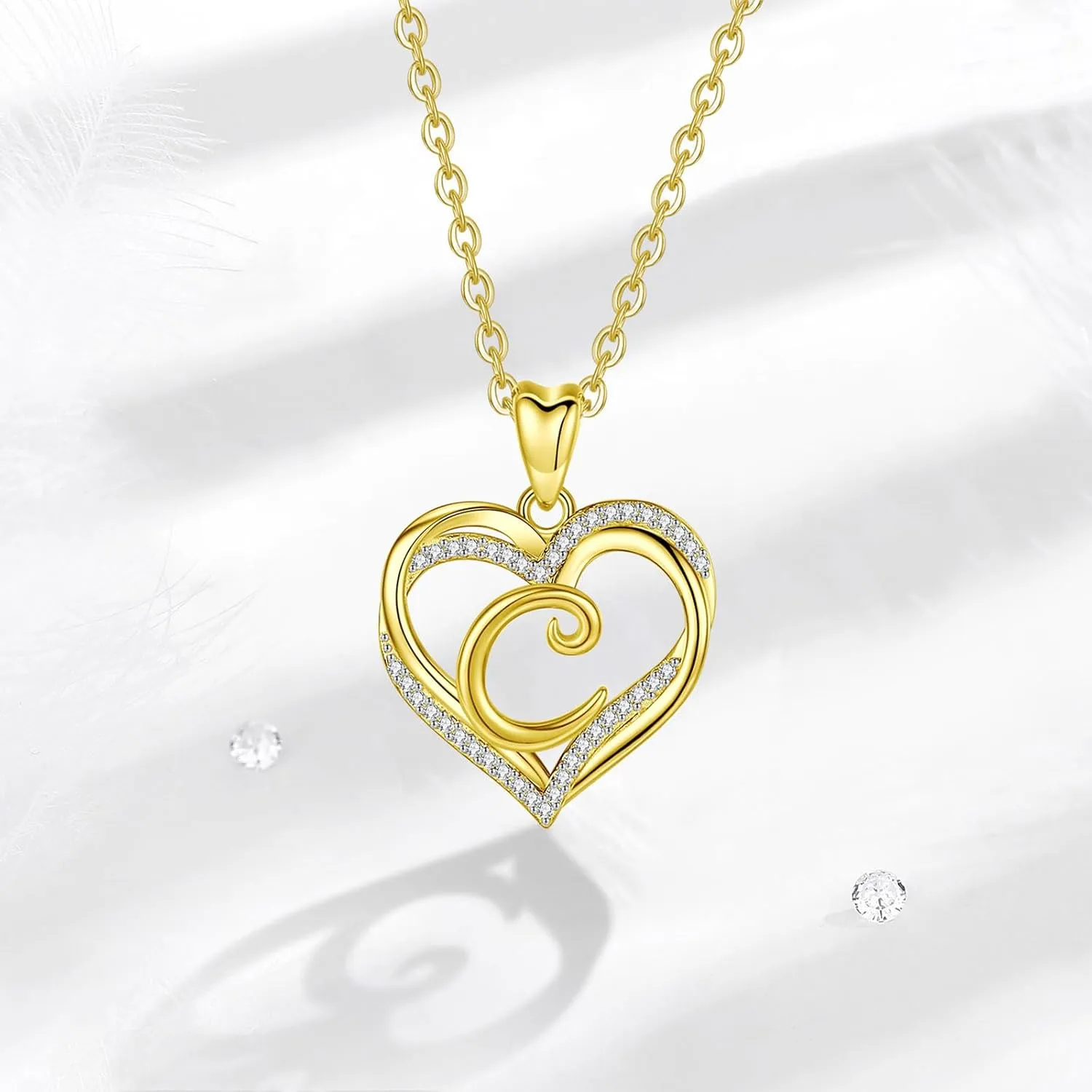 INFUSEU Unique Initial Necklaces for Women Girls Small Heart Letter Jewelry, Meaningful Personalized Gifts