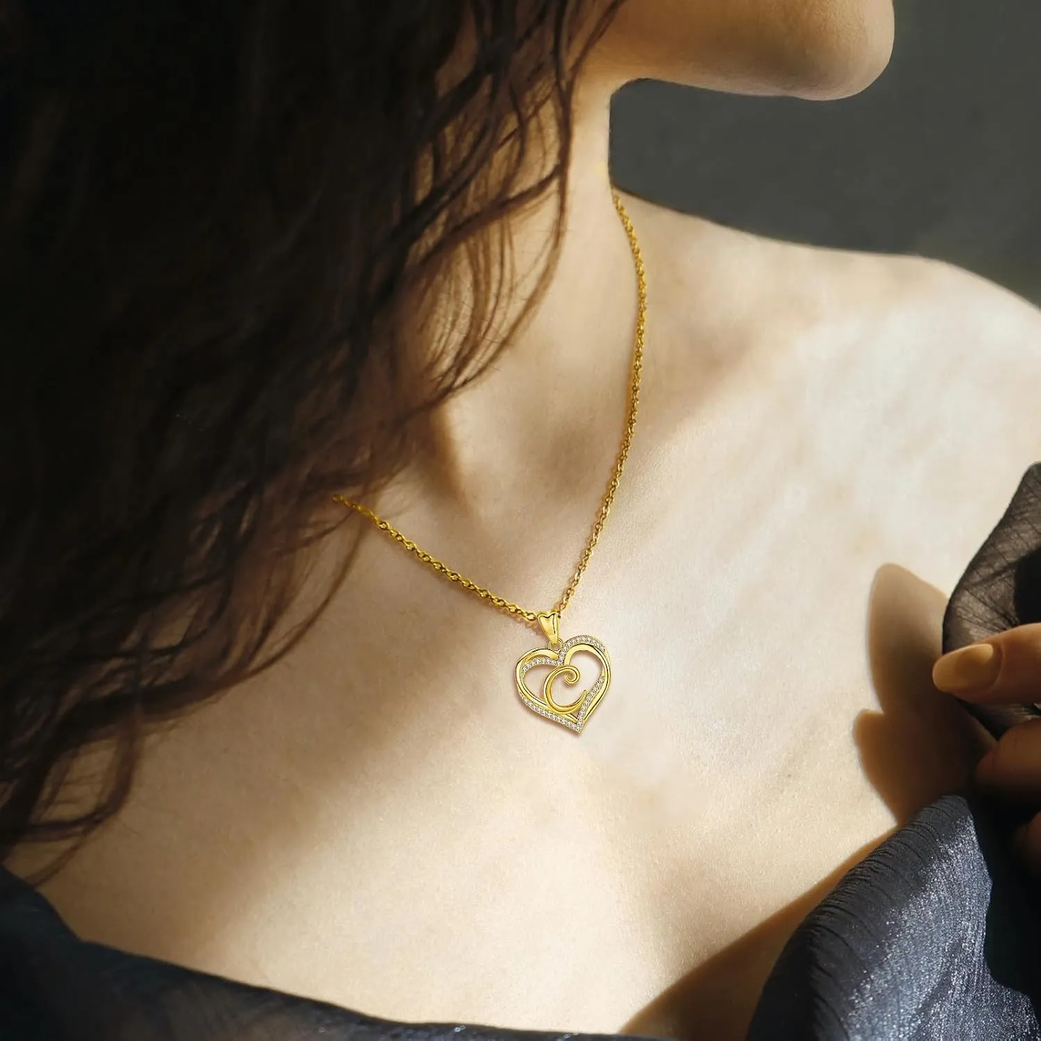 INFUSEU Unique Initial Necklaces for Women Girls Small Heart Letter Jewelry, Meaningful Personalized Gifts