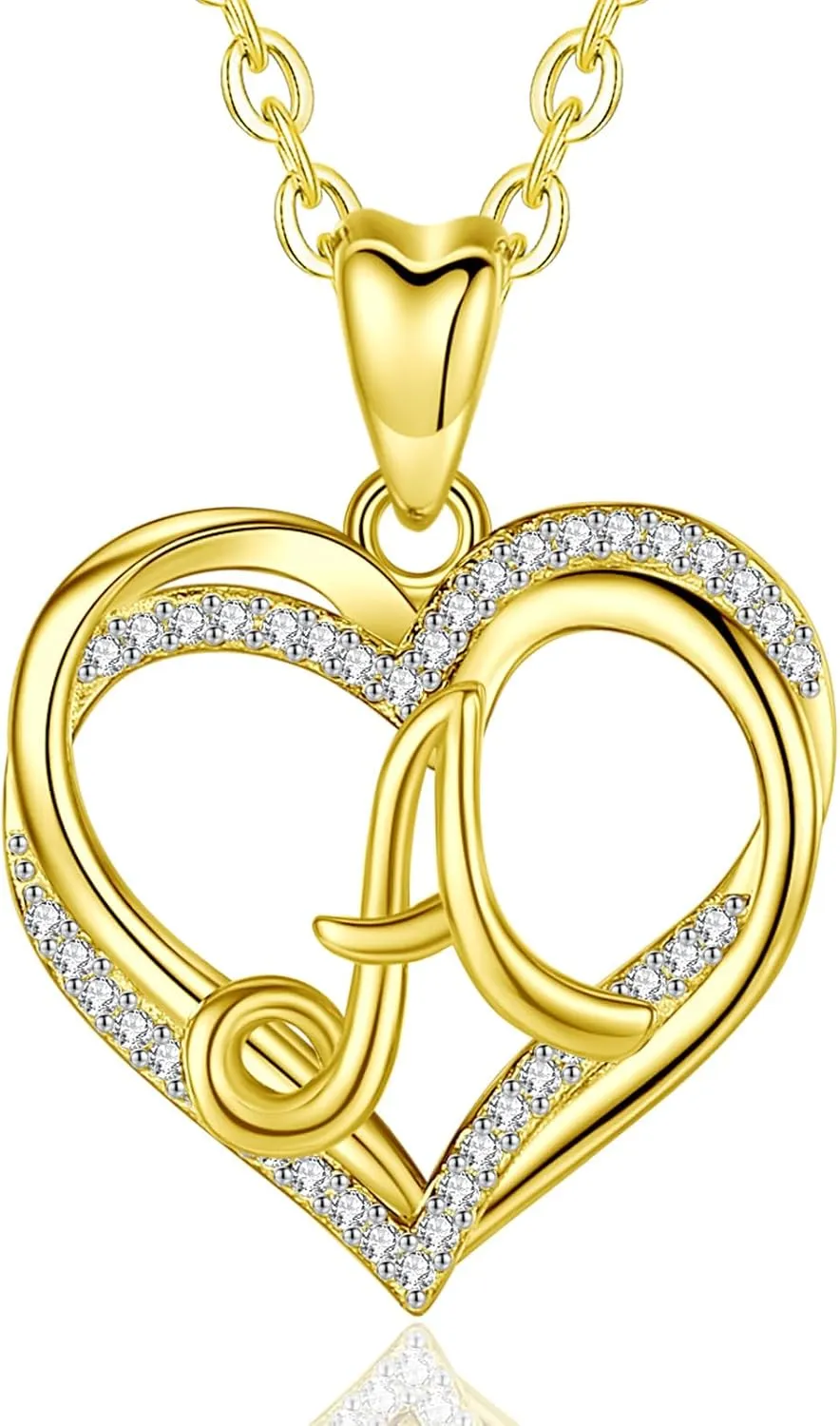 INFUSEU Unique Initial Necklaces for Women Girls Small Heart Letter Jewelry, Meaningful Personalized Gifts