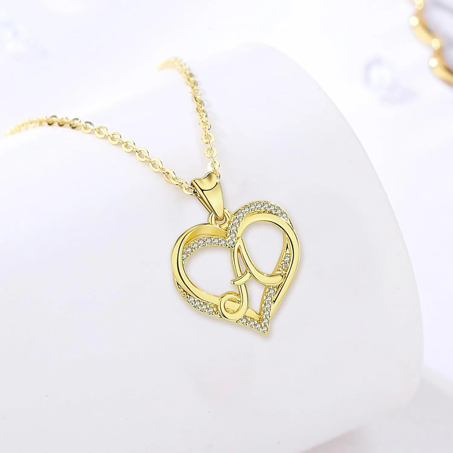 INFUSEU Unique Initial Necklaces for Women Girls Small Heart Letter Jewelry, Meaningful Personalized Gifts