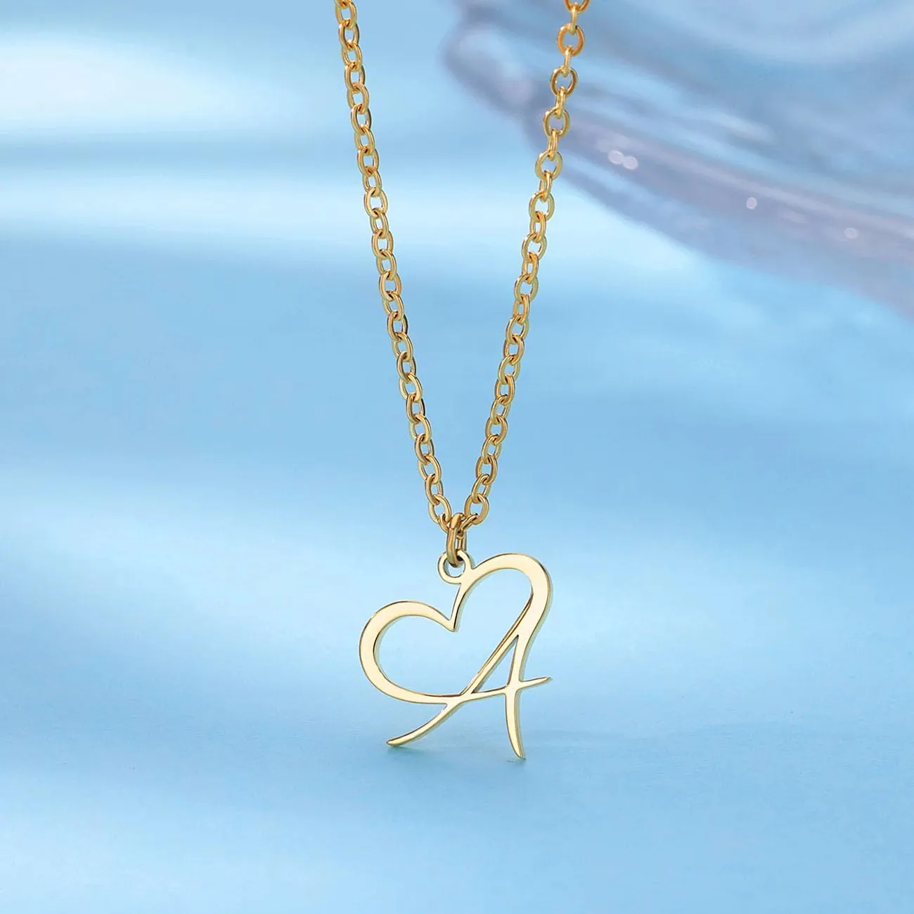 Initial Necklaces for Women 14k Gold Plated Necklace Dainty Gold Letter Pendant Heart Necklace Custom Personalized Name Necklace Cute Choker Necklace Minimalist Gold Jewelry Gift