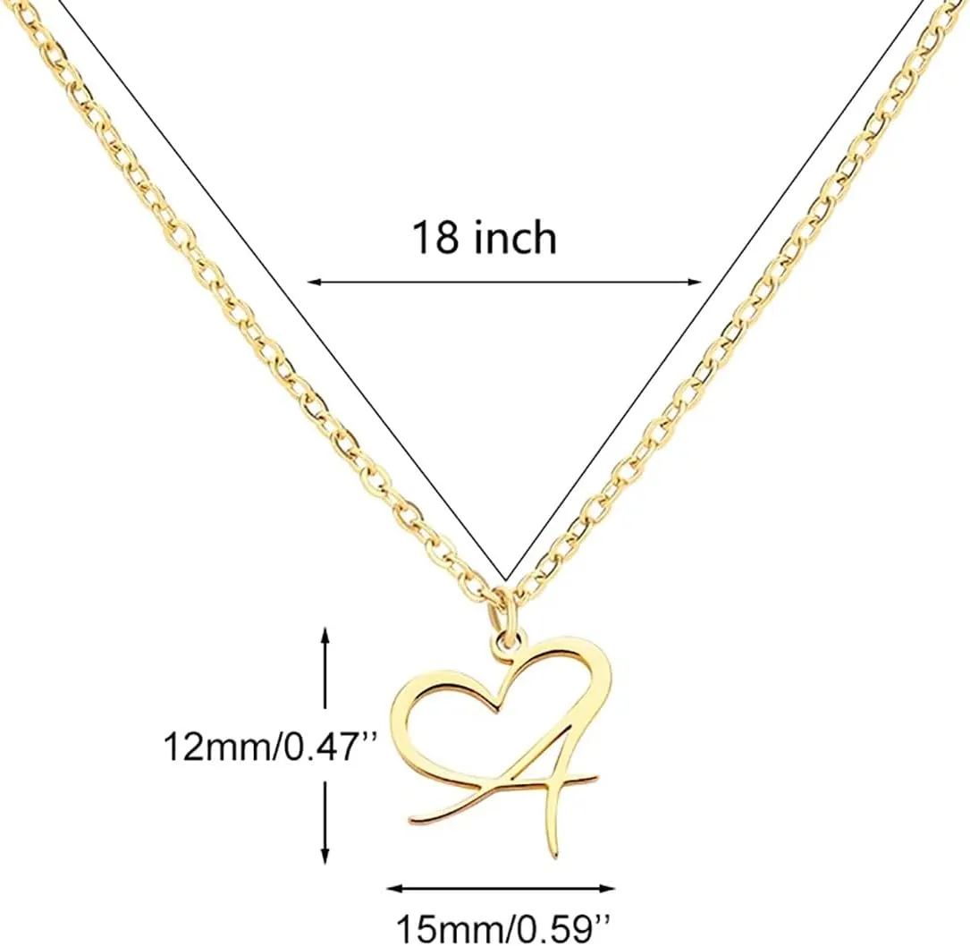 Initial Necklaces for Women 14k Gold Plated Necklace Dainty Gold Letter Pendant Heart Necklace Custom Personalized Name Necklace Cute Choker Necklace Minimalist Gold Jewelry Gift