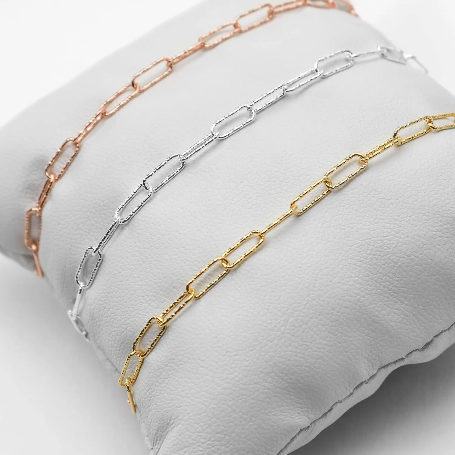 Italian 925 Sterling Silver Fancy Paperclip Chain Bracelet - For Men & Women - Available in Silver, Yellow Gold or Rose Gold - Various Lengths and Widths