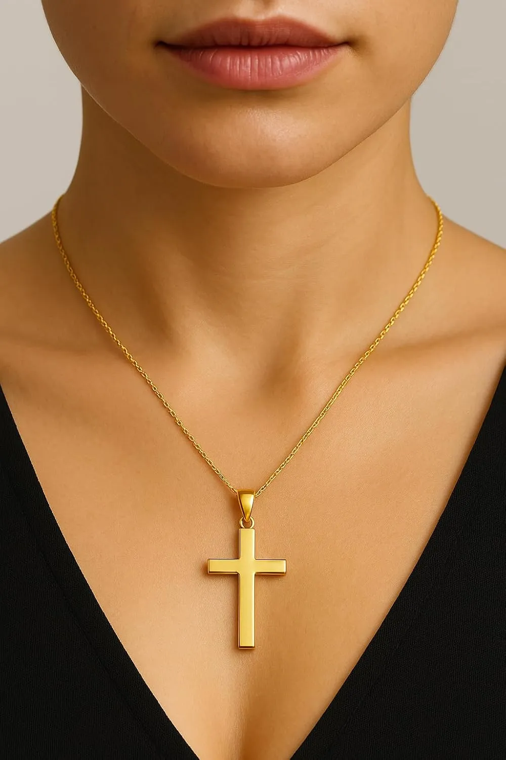 Italian Plain 10K Solid Gold Cross Pendant for Men & Women - Real 10K Yellow Gold Cross Pendants for Women Religious Faith Catholic Jewelry Gift Box Packaging