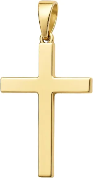 Italian Plain 10K Solid Gold Cross Pendant for Men & Women - Real 10K Yellow Gold Cross Pendants for Women Religious Faith Catholic Jewelry Gift Box Packaging