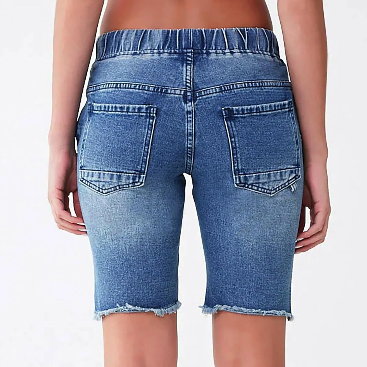 Jean Shorts for Women High Waisted Ripped Stretchy Denim Hot Short Summer Frayed Raw Hem Ripped Shorts Cut Off Shorts