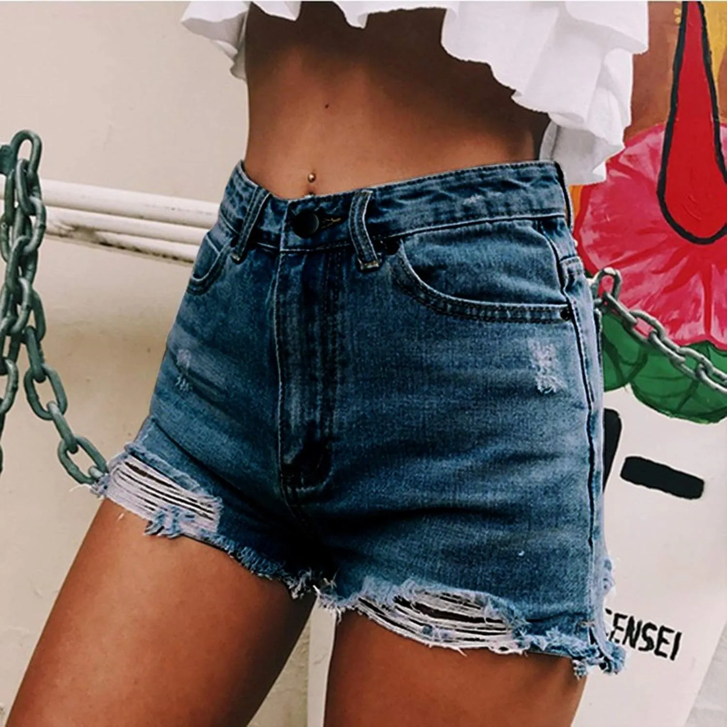 Jean Shorts for Women Trendy High Waisted Stretchy Baggy Denim Shorts Summer Casual Raw Hem Mom Shorts Cutoff Jorts