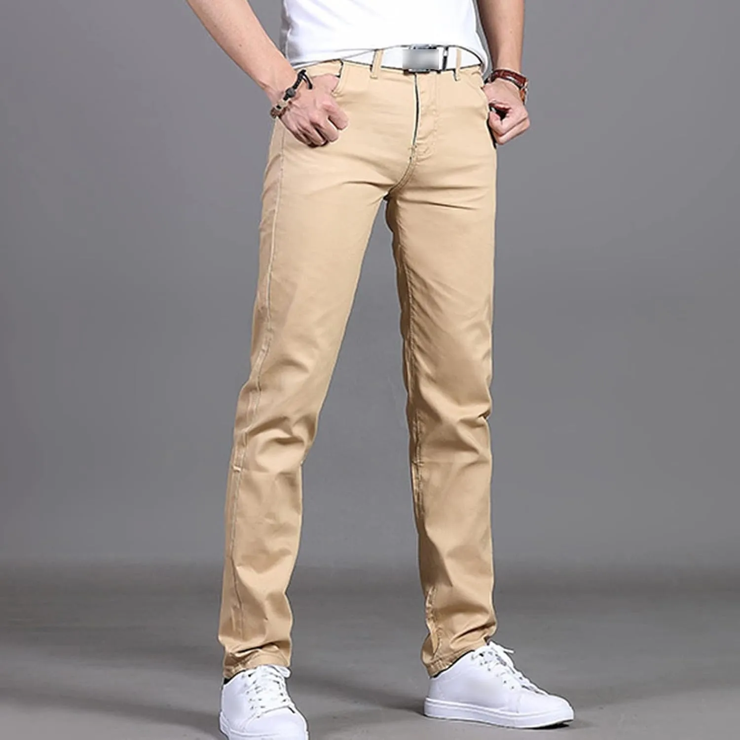 JEShifangjiusu Men's Flex Flat Front Straight Fit Pant Casual Khaki Stretch Pants Lightweight Comfort Tapered Chino Pants