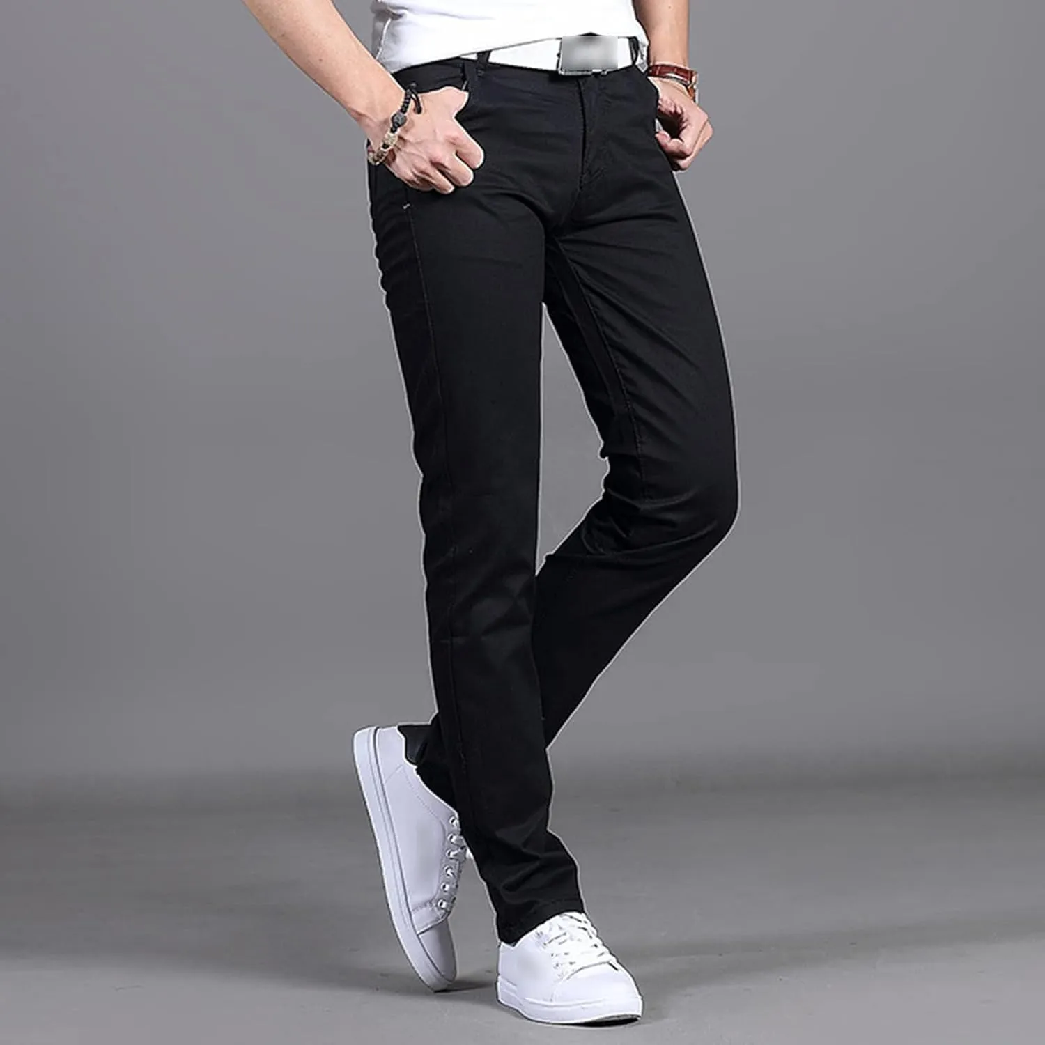 JEShifangjiusu Men's Flex Flat Front Straight Fit Pant Casual Khaki Stretch Pants Lightweight Comfort Tapered Chino Pants