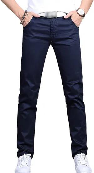 JEShifangjiusu Men's Flex Flat Front Straight Fit Pant Casual Khaki Stretch Pants Lightweight Comfort Tapered Chino Pants