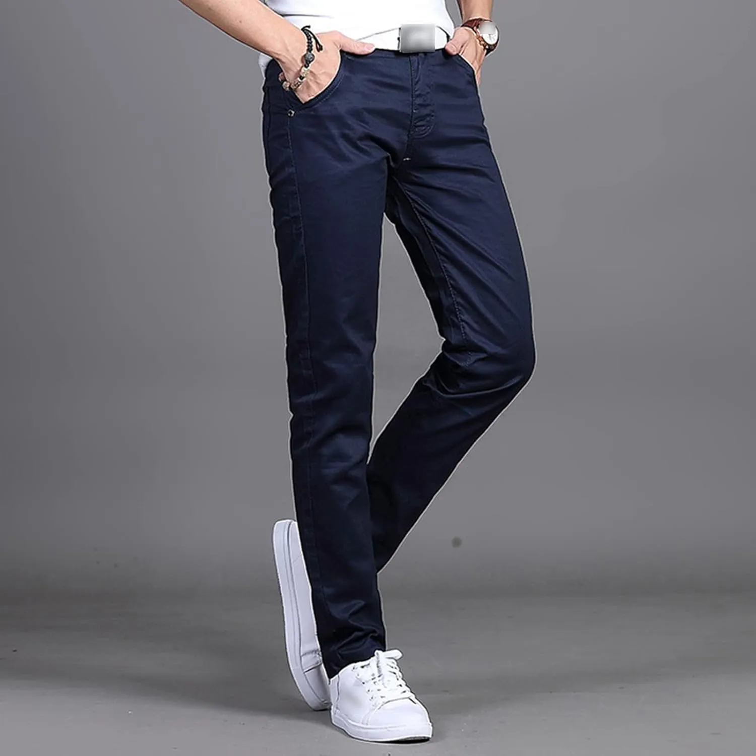 JEShifangjiusu Men's Flex Flat Front Straight Fit Pant Casual Khaki Stretch Pants Lightweight Comfort Tapered Chino Pants
