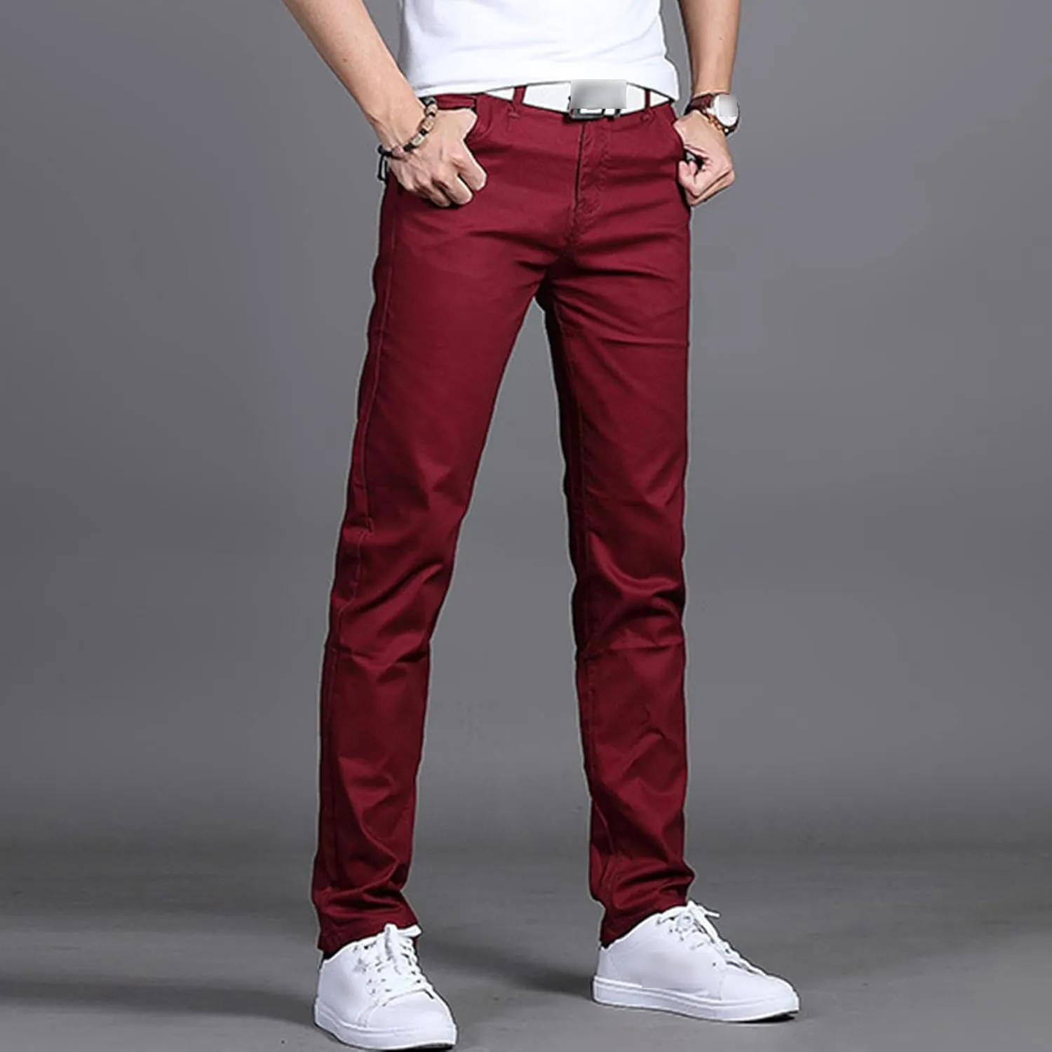 JEShifangjiusu Men's Flex Flat Front Straight Fit Pant Casual Khaki Stretch Pants Lightweight Comfort Tapered Chino Pants