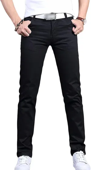 JEShifangjiusu Men's Flex Flat Front Straight Fit Pant Casual Khaki Stretch Pants Lightweight Comfort Tapered Chino Pants