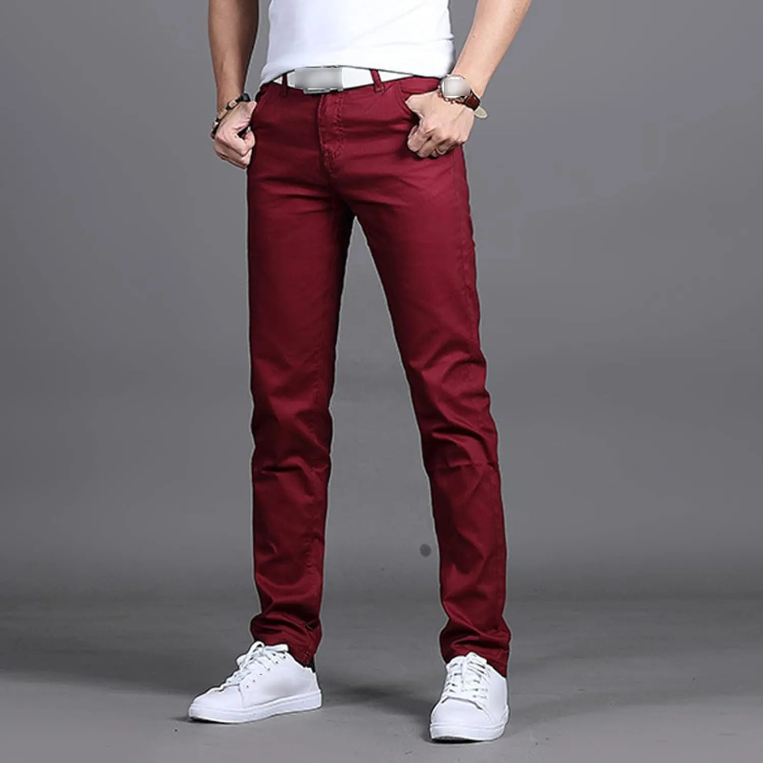 JEShifangjiusu Men's Flex Flat Front Straight Fit Pant Casual Khaki Stretch Pants Lightweight Comfort Tapered Chino Pants