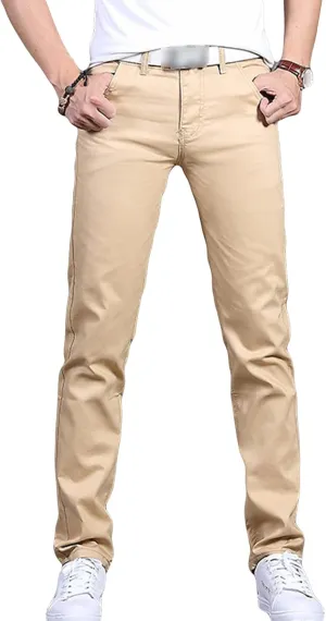 JEShifangjiusu Men's Flex Flat Front Straight Fit Pant Casual Khaki Stretch Pants Lightweight Comfort Tapered Chino Pants