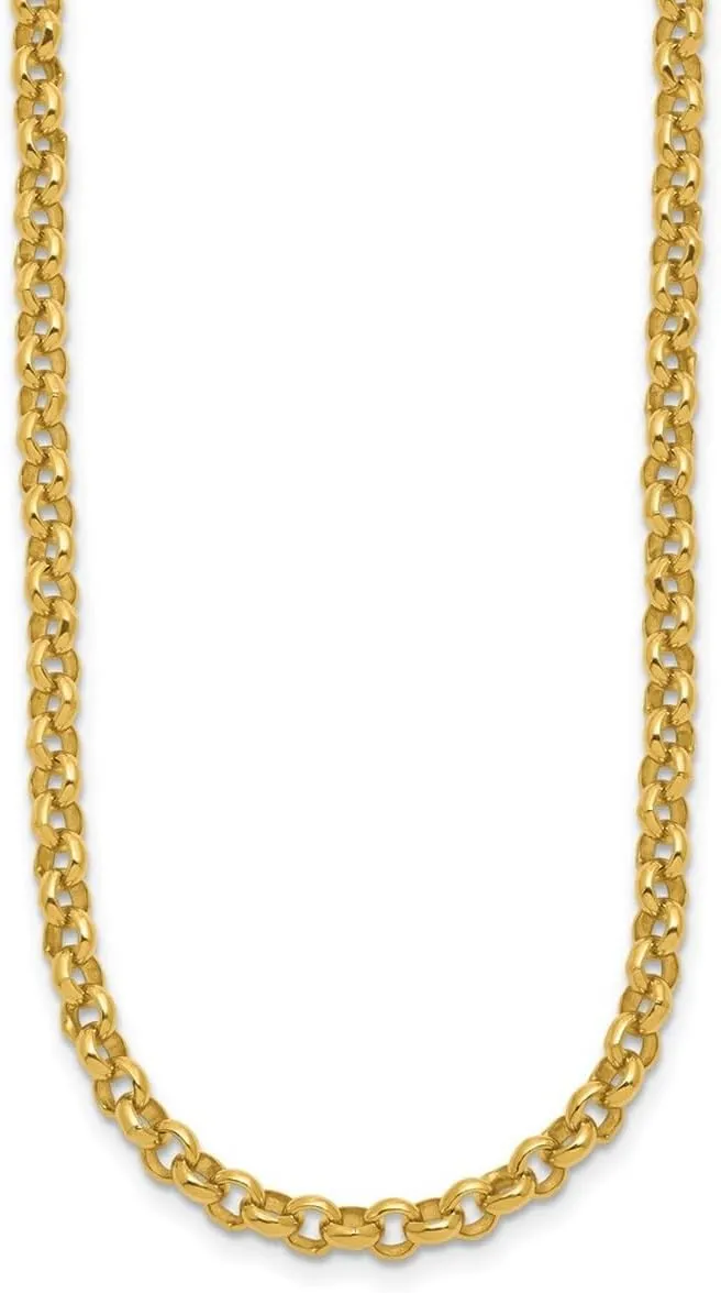 JewelryWeb 14k Yellow Gold 4.3mm Solid Rolo Link Bracelet 8 Inch-Link-Bracelet for Women