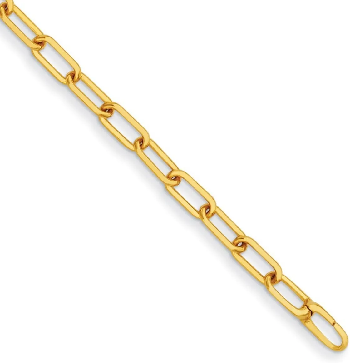 JewelryWeb 18k Yellow Gold 5mm Solid Paperclip Link Bracelet 7.5 Inch-Link-Bracelet for Women