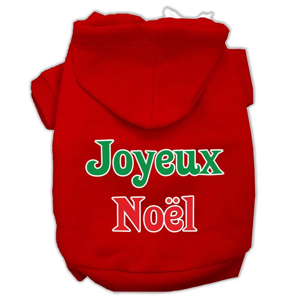 Joyeux Noel Screen Print Pet Hoodies Red Size S (10)