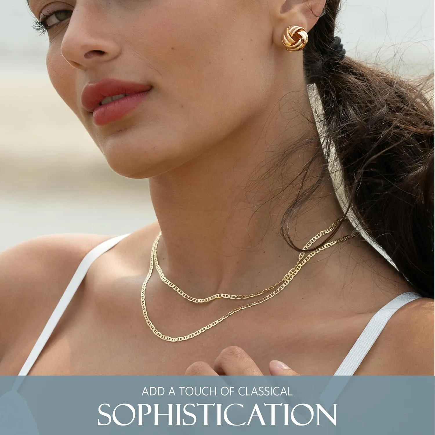 KISPER Solid 925 Sterling Silver 18k Gold Plated Italian 3mm, Diamond-Cut Mariner Link Gold Chain Necklace - for Men & Women with Lobster Clasp - Made in Italy