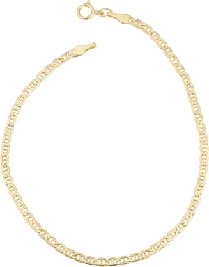Kooljewelry 10k Yellow Gold Mariner Link Anklet (2.3 mm, 10 inch)