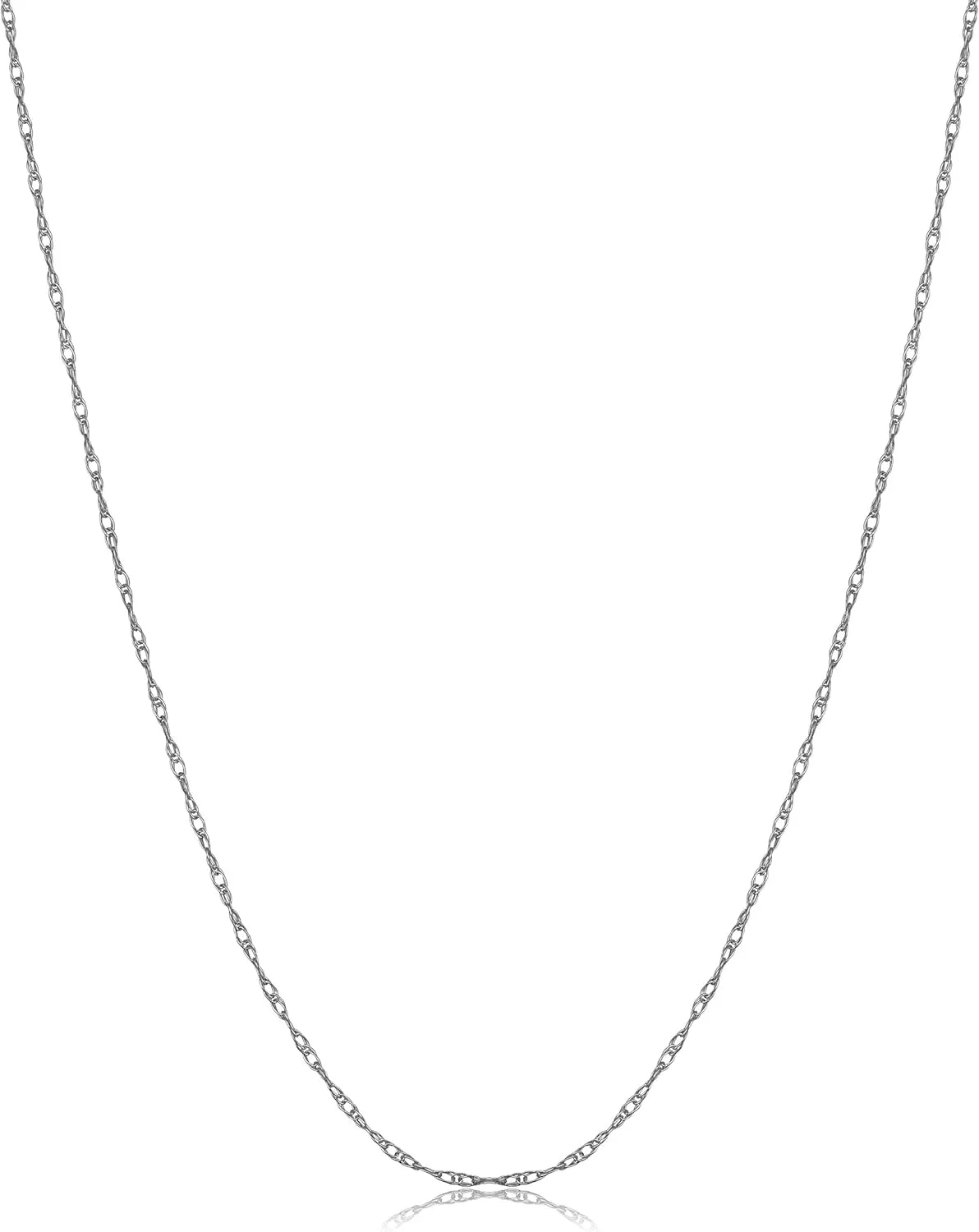 Kooljewelry 10k Yellow, White or Rose Gold Rope Chain Barely-there Necklace for Women (0.8 mm Thin)