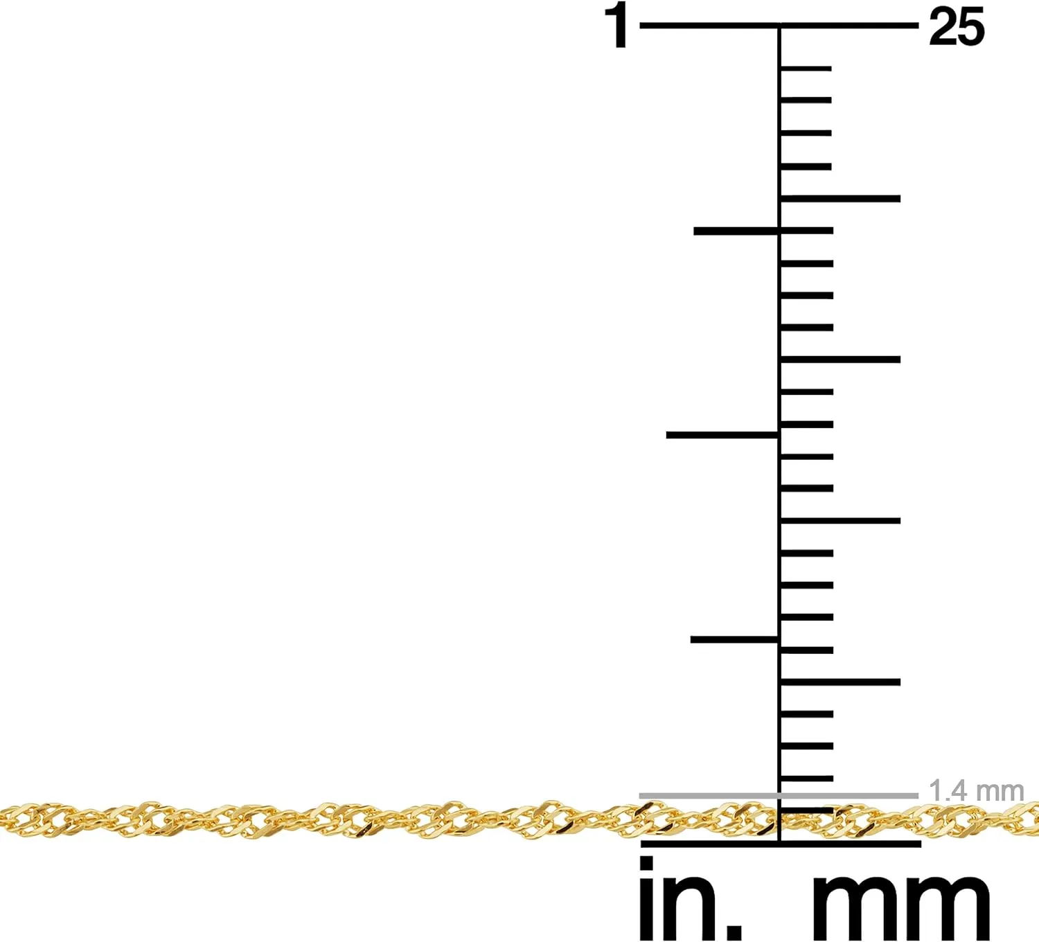 Kooljewelry 14k Yellow Gold Filled Or White Gold Filled Singapore Chain Necklace For Women And Men (1mm, 1.4mm, 1.7mm or 2mm - sizes from 14 to 30 inch long)