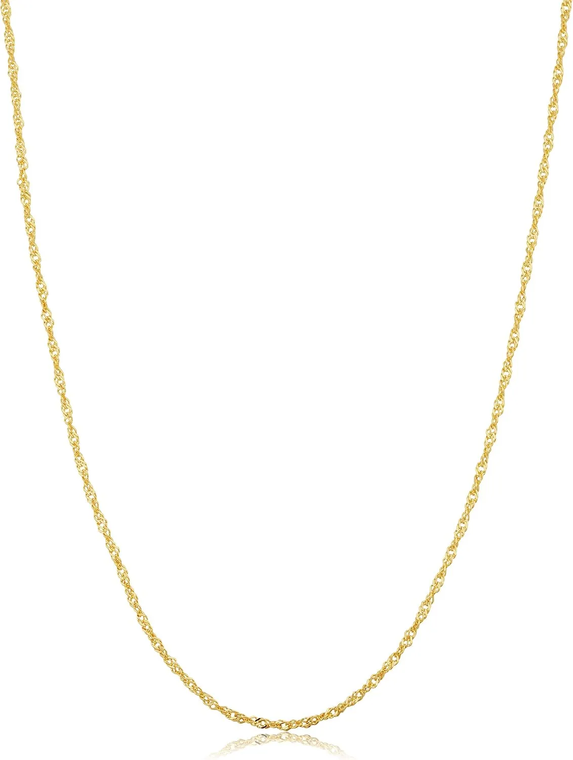 Kooljewelry 14k Yellow Gold Filled Or White Gold Filled Singapore Chain Necklace For Women And Men (1mm, 1.4mm, 1.7mm or 2mm - sizes from 14 to 30 inch long)