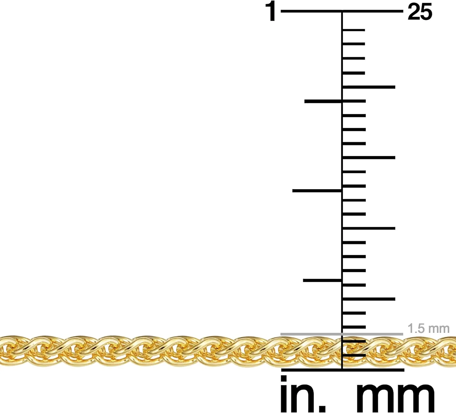 Kooljewelry 14k Yellow or White Gold Filled Round Wheat Chain Pendant Necklace (0.8 mm, 1.2 mm, 1.5 mm or 2.5 mm)