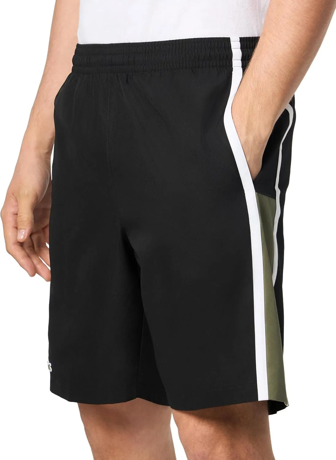 Lacoste Men's Sport Lightweight Color Block Stripe Tennis Shorts