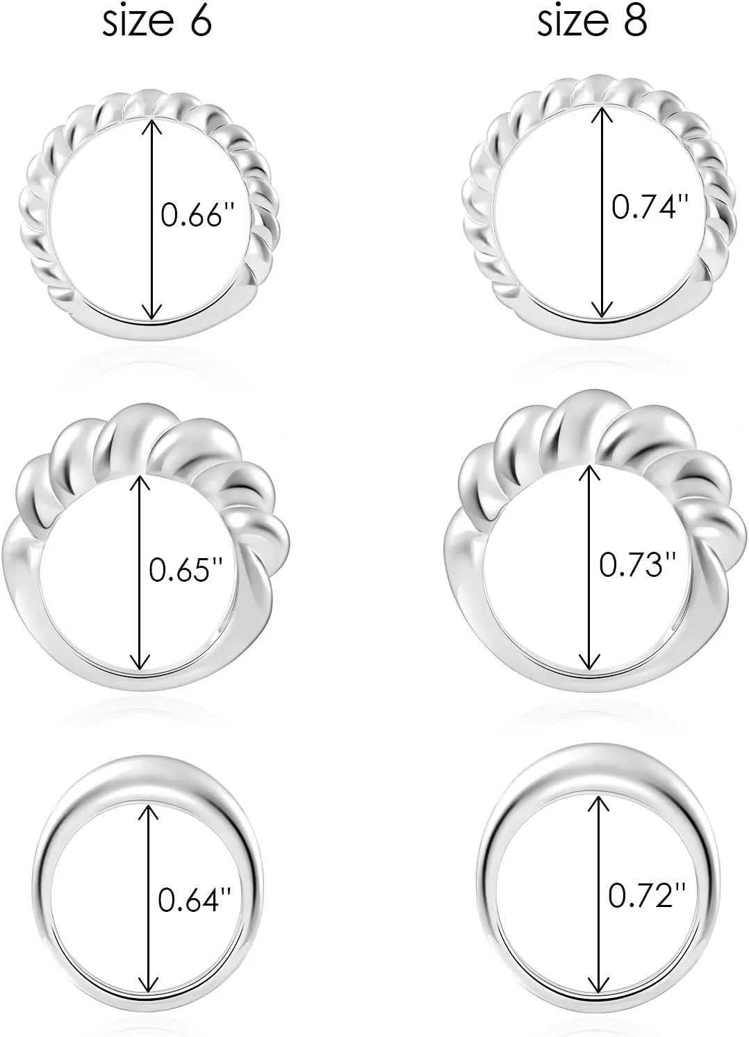 LANE WOODS Chunky Ring Set: 14k Gold Plated Croissant Braided Twisted Dome Ring Jewelry for Women Men