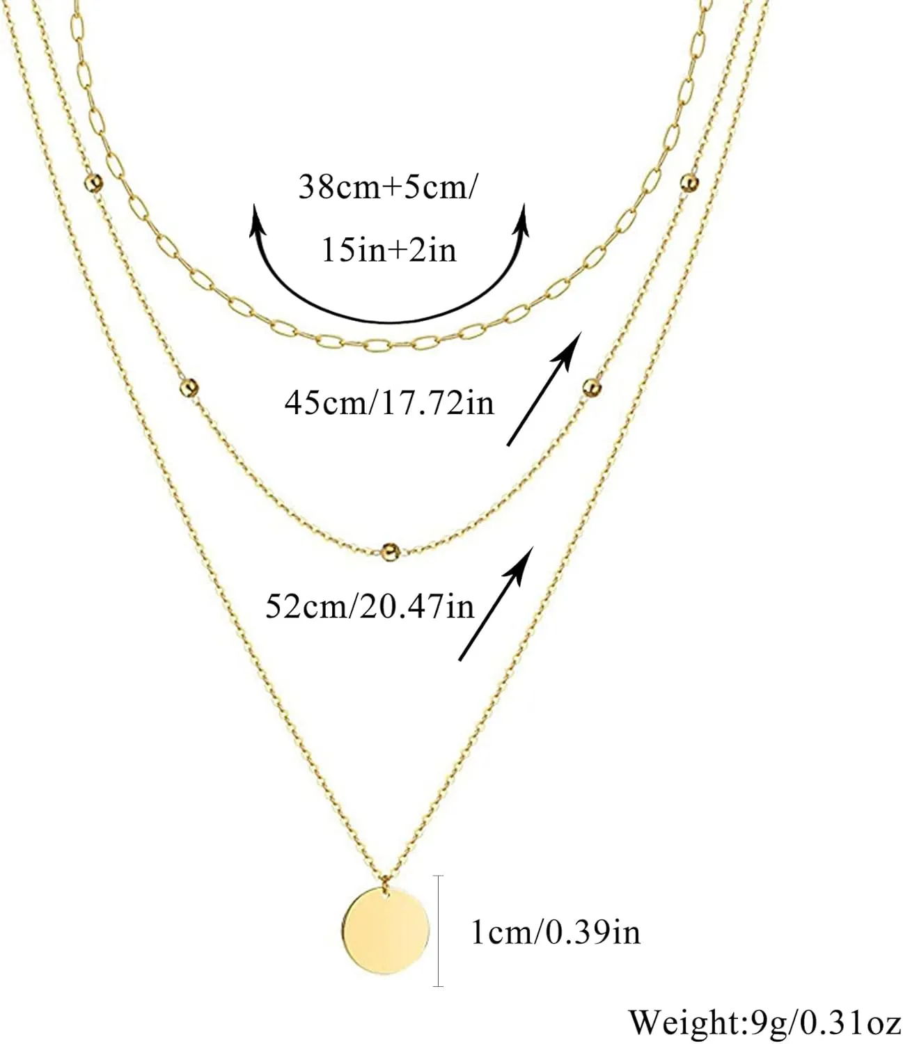Layered Choker Necklaces for Women,14K Gold Initial Plated Coin Necklace Bar Stacking Layer Necklace Multi Bar Layering Choker Jewelry for Women