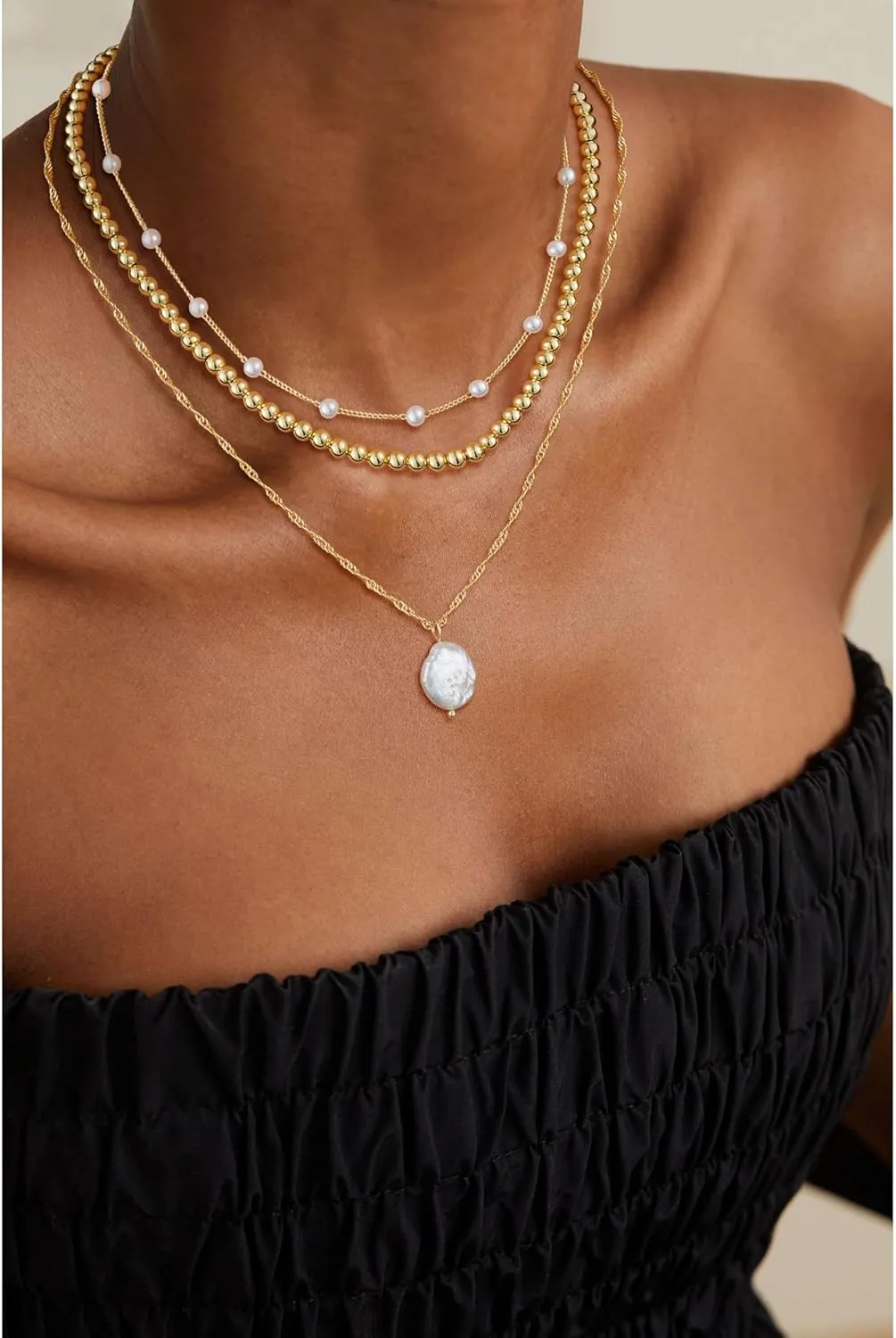 Layered Gold/Silver Necklaces for WomenStackable 14K Gold/Silver Plated Choker Chain Necklace Simple Layering Stack Pendant Necklaces for Women Trendy Gold Set Jewelry for Women