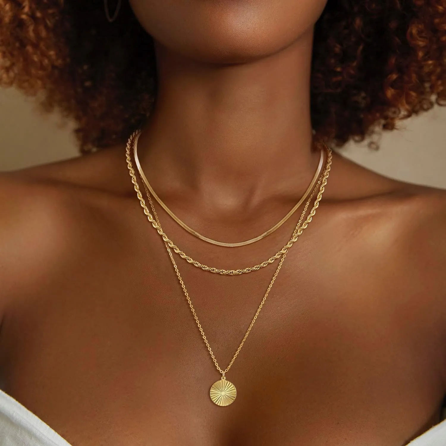 Layered Gold/Silver Necklaces for WomenStackable 14K Gold/Silver Plated Choker Chain Necklace Simple Layering Stack Pendant Necklaces for Women Trendy Gold Set Jewelry for Women
