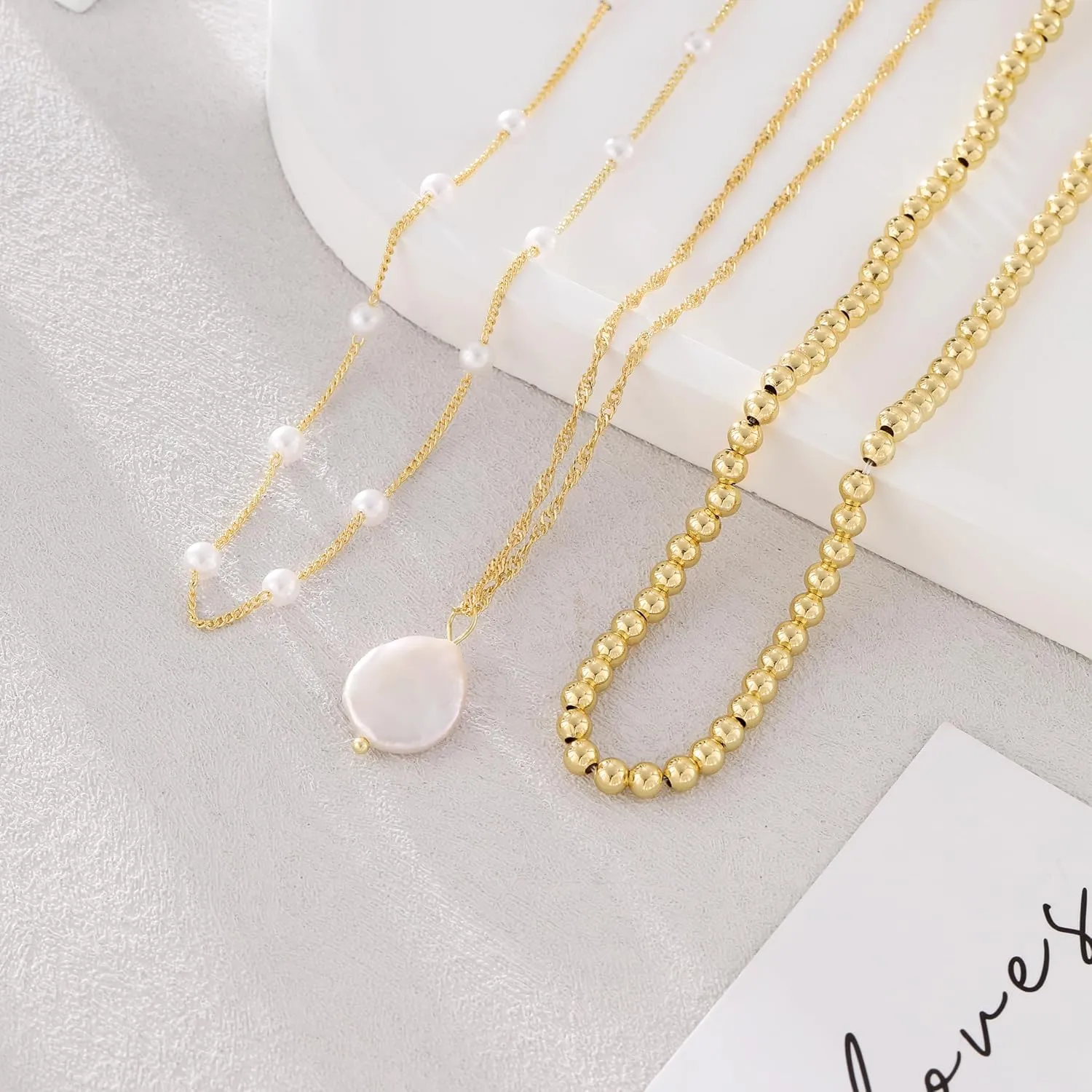 Layered Gold/Silver Necklaces for WomenStackable 14K Gold/Silver Plated Choker Chain Necklace Simple Layering Stack Pendant Necklaces for Women Trendy Gold Set Jewelry for Women