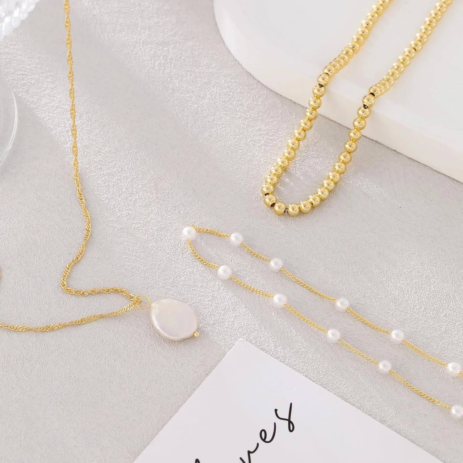 Layered Gold/Silver Necklaces for WomenStackable 14K Gold/Silver Plated Choker Chain Necklace Simple Layering Stack Pendant Necklaces for Women Trendy Gold Set Jewelry for Women