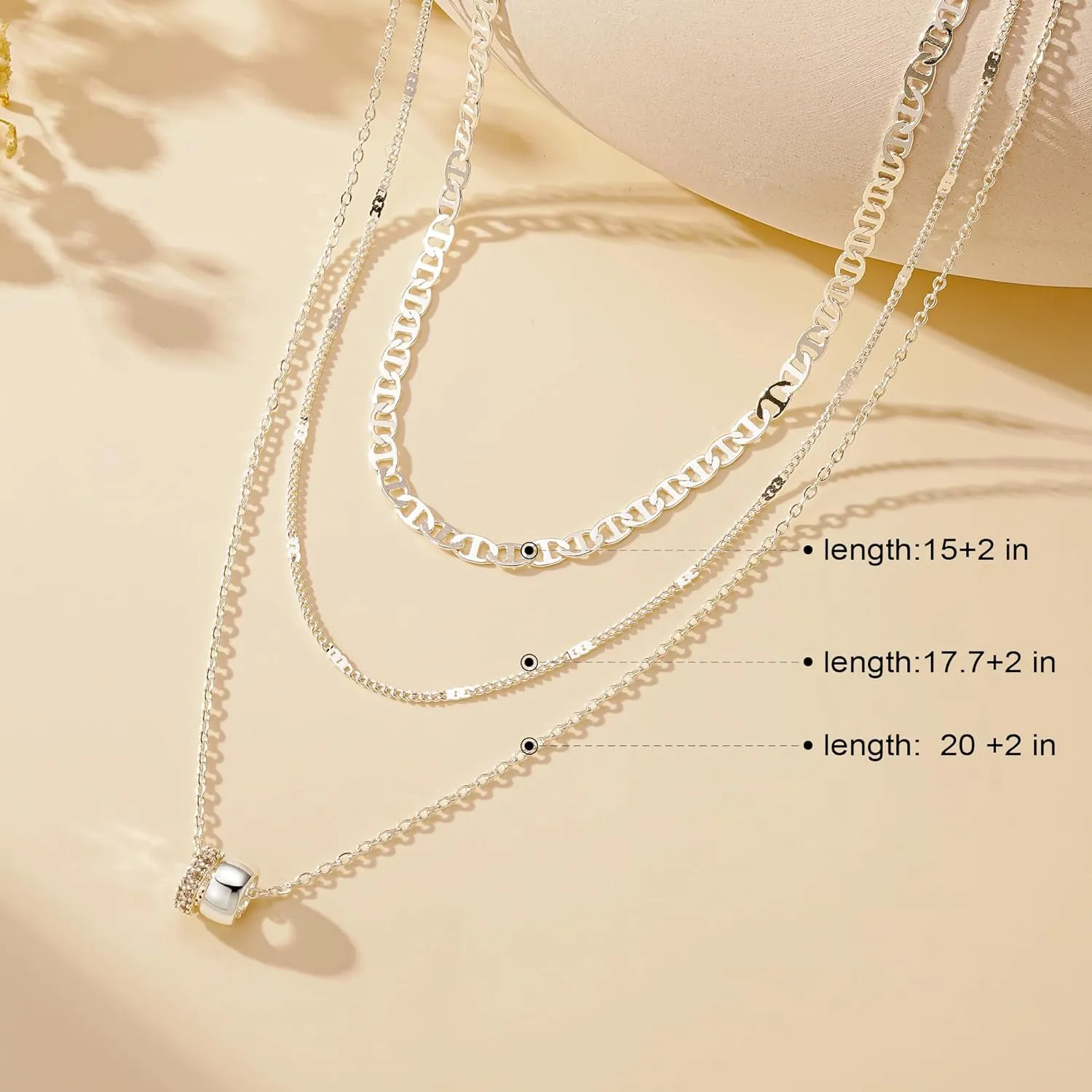 Layered Necklaces for Women - 14K Gold Plated Necklace, Dainty 3Pcs Layered Stacked Necklace, Circle Chain Necklaces, Non Tarnish Waterproof Jewelry, Birthday Gifts Mothers Day Gift