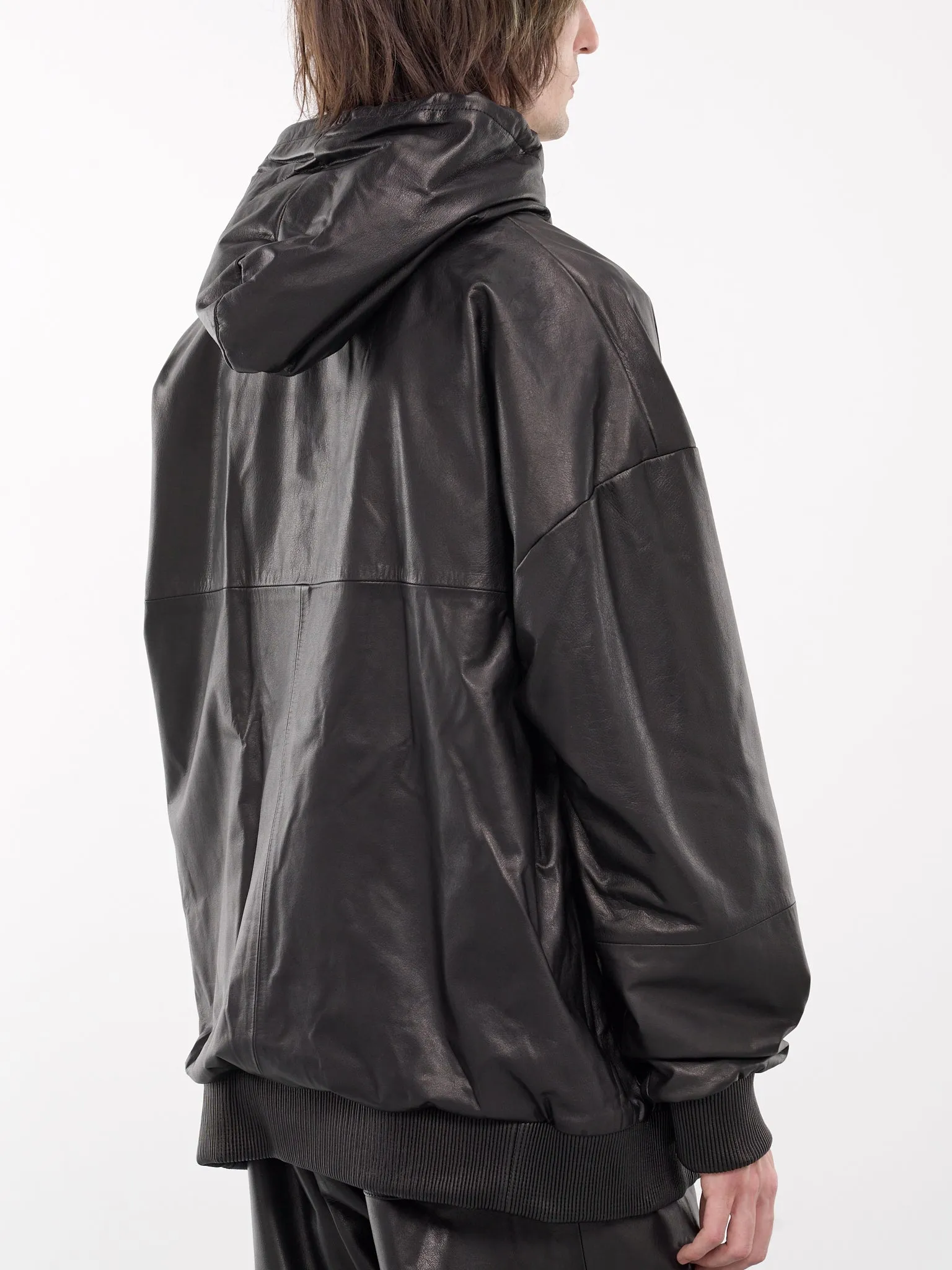 Leather Hoodie (ARJ2402-BLACK)