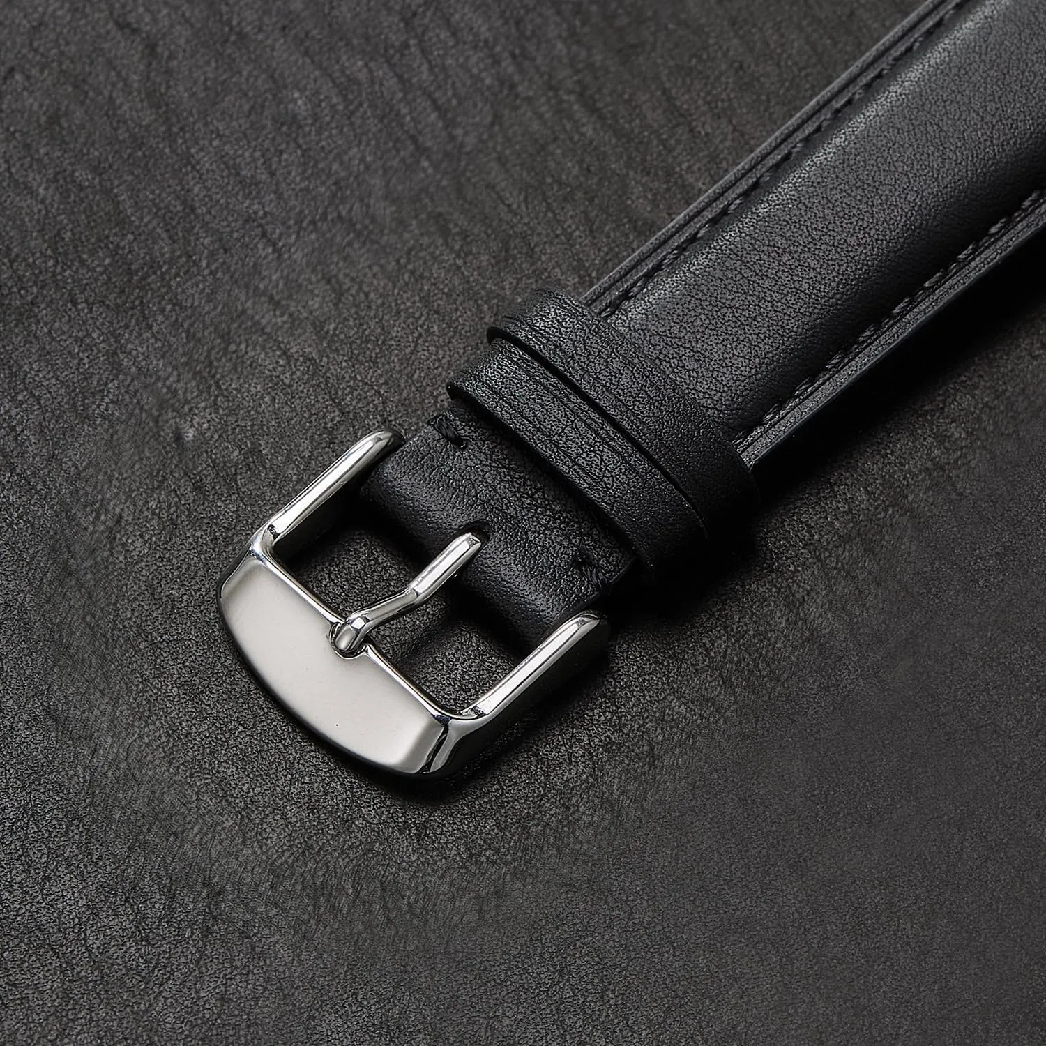 Leather Watch Band for Men and Women, Quick Release Watch Strap, Black Replacement Watchband-18mm 19mm 20mm 21mm 22mm 24mm