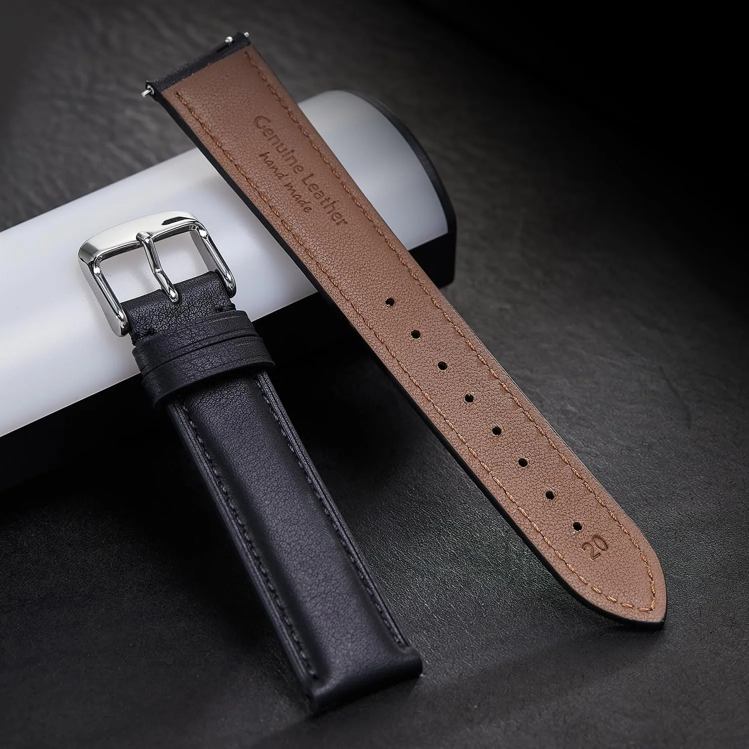 Leather Watch Band for Men and Women, Quick Release Watch Strap, Black Replacement Watchband-18mm 19mm 20mm 21mm 22mm 24mm