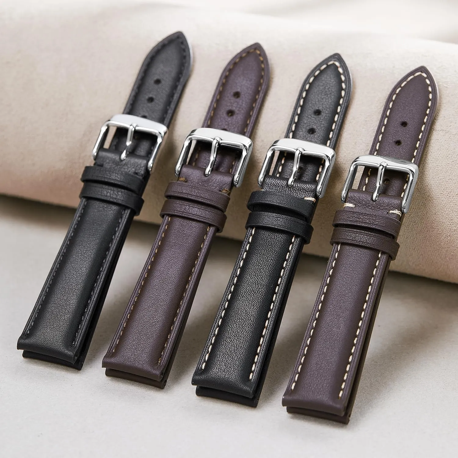Leather Watch Band for Men and Women, Quick Release Watch Strap, Black Replacement Watchband-18mm 19mm 20mm 21mm 22mm 24mm