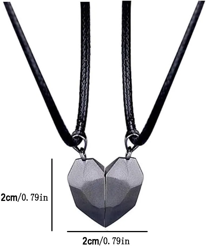 LEGENSTAR Two Souls One Heart Pendant Necklaces for Couple,Wishing Stone Creative Magnet Couples Necklace
