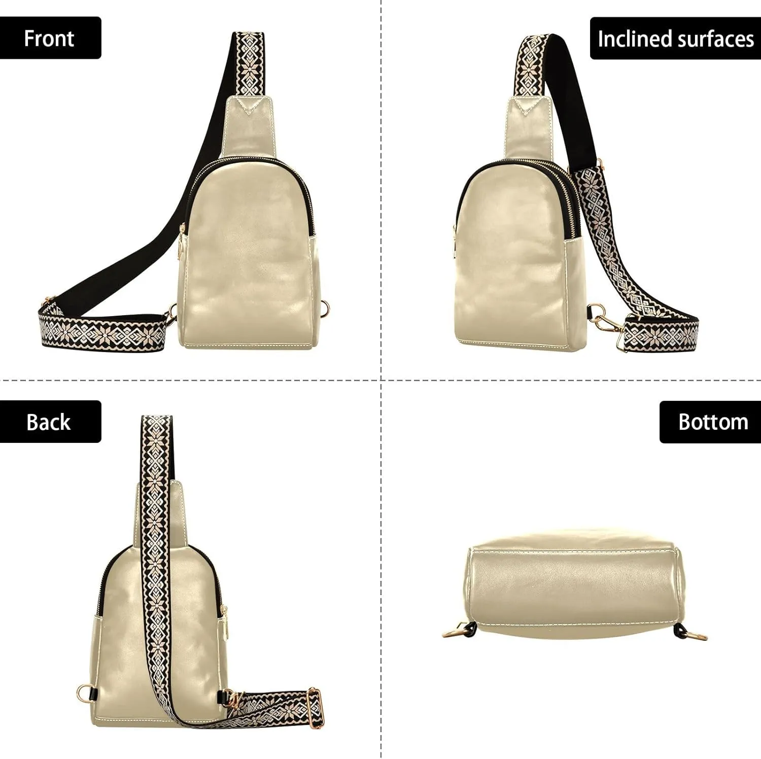 Light Gray Sling Bag for Women Men Fanny Packs Small Crossbody Bags for Women Leather Belt Bag Fashion Waist Packs Waterproof Chest Bag for Sports Hiking Running Travel