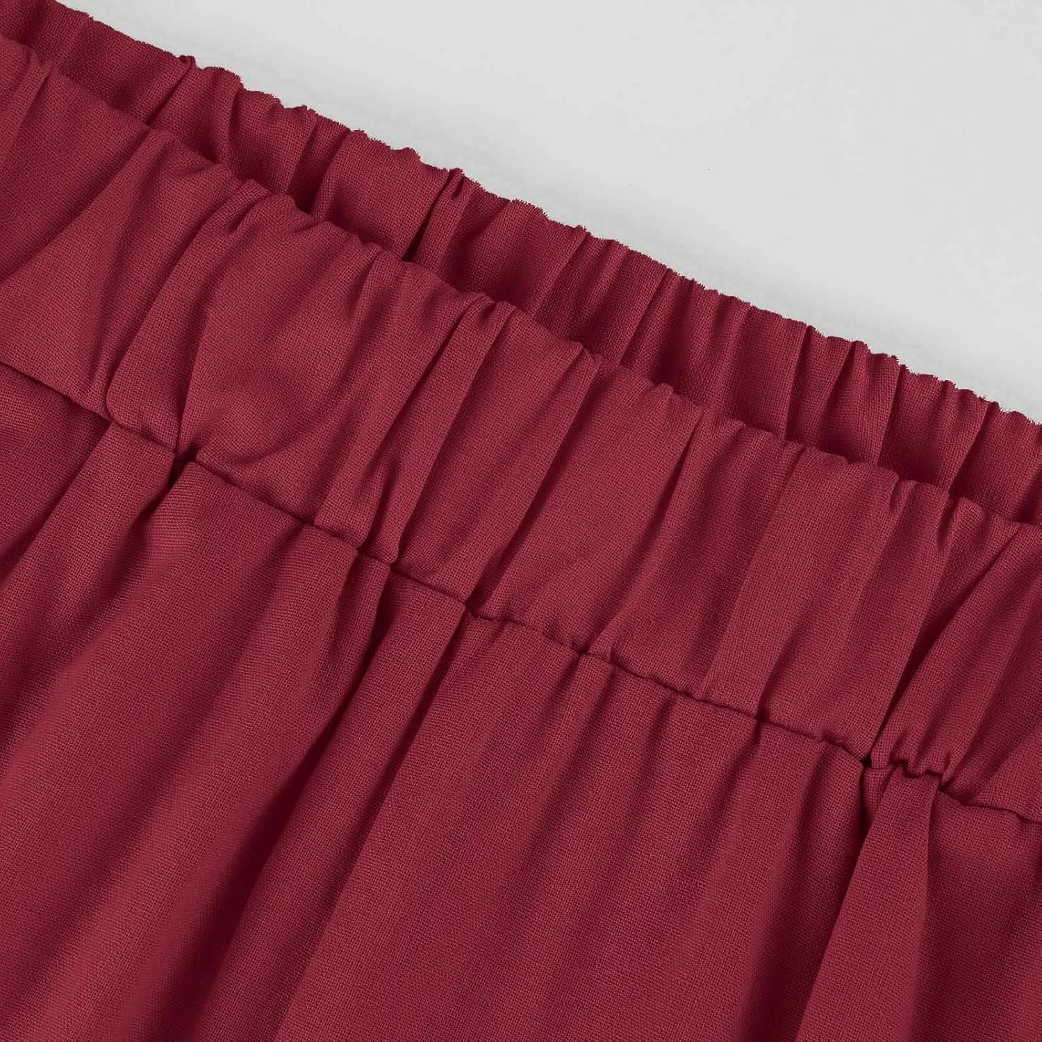 Lightweight Summer Pants Women Elastic Waist Linen Wide Leg Crop Pants Straight Leg Plus Size Capri Pants with Pocket