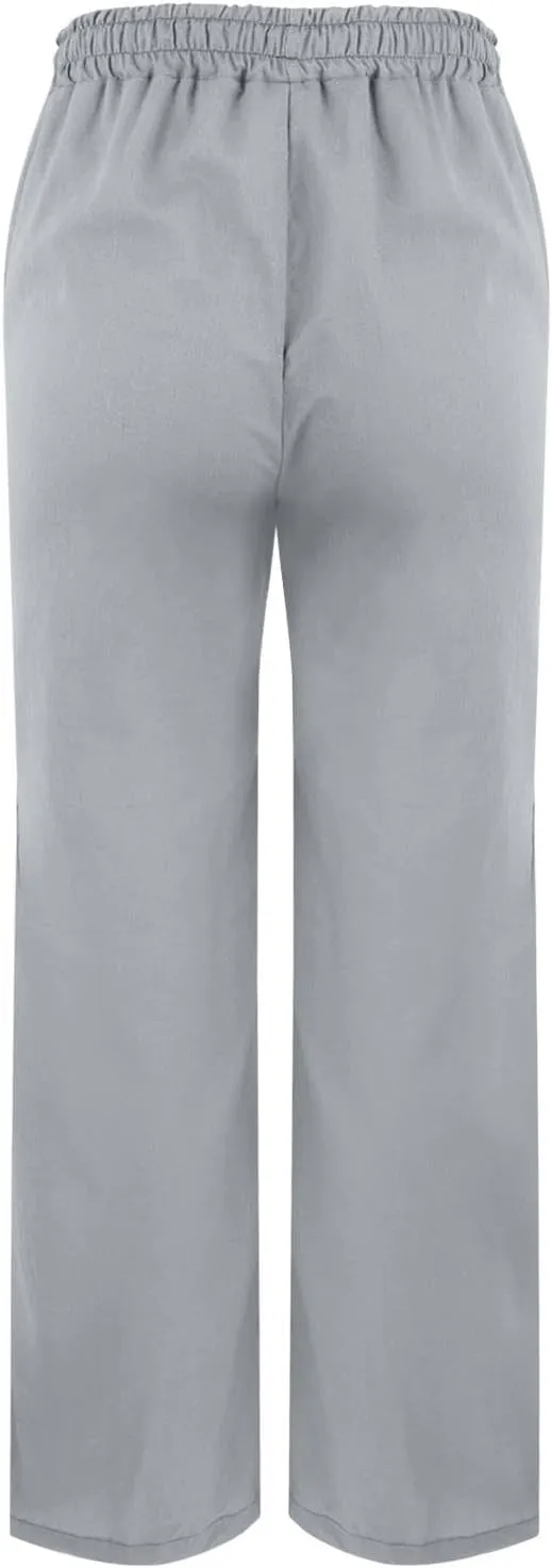 Linen Pants for Women 2025 High Waist Elastic Straight Leg Pant Casual Loose Lightweight Summer Beach Trousers
