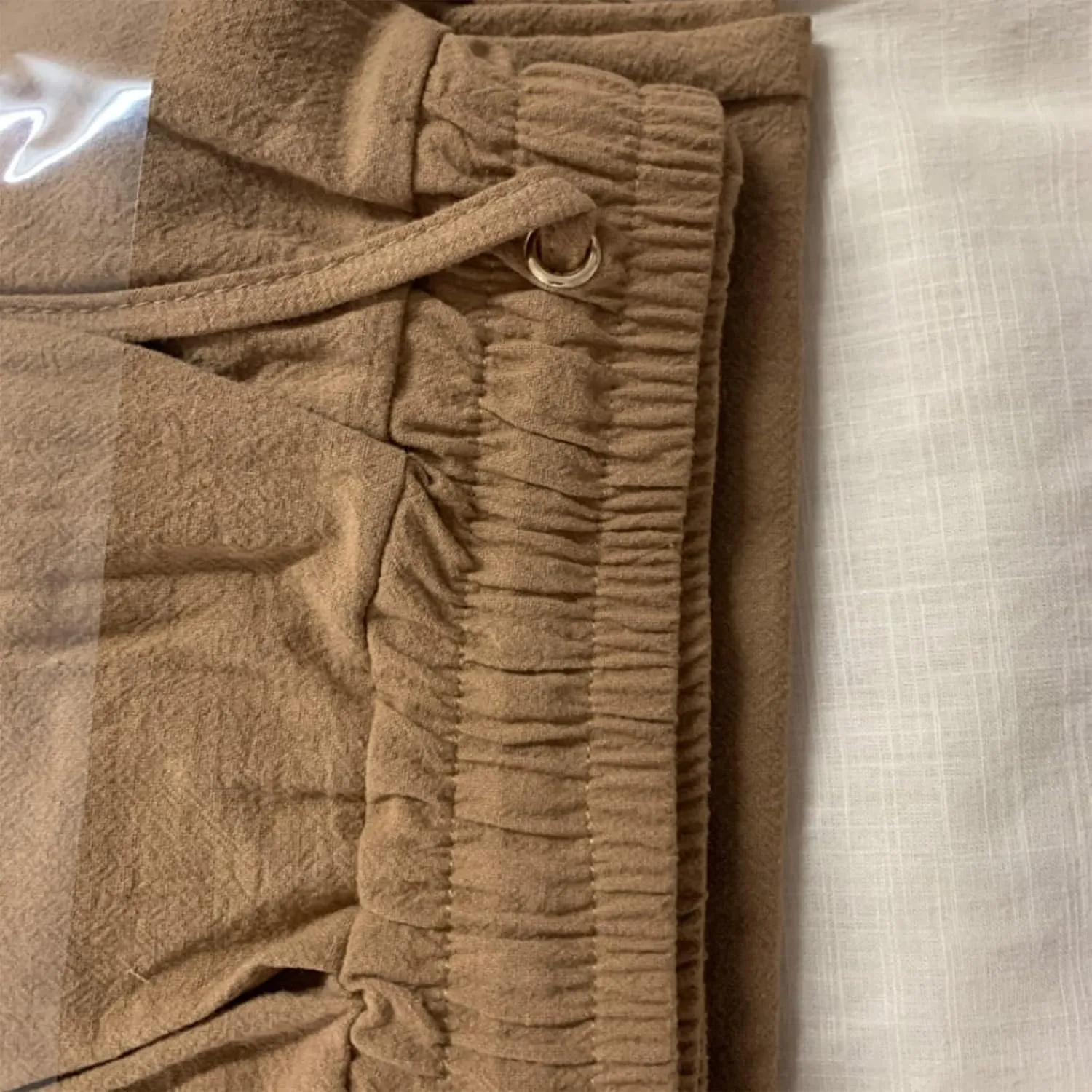 Linen Pants for Women Summer Lightweight Drawstring Elastic Waist Pants Loose Comfy Wide Leg Trousers with Pockets