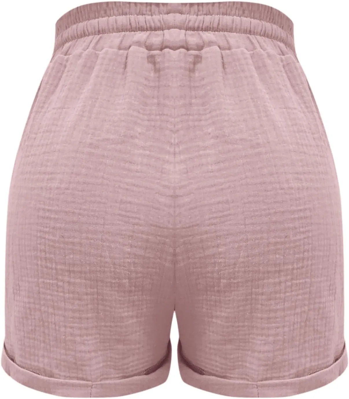 Linen Shorts for Women Plus Size Summer Trendy 2024 Self Tie Waist Casual Shorts Loose Drawstring Beach Shorts with Pockets